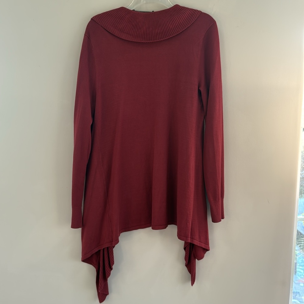 White House Black Market Women's Open Front Cardigan - Cabernet Colored - Size M - Picture 7 of 9